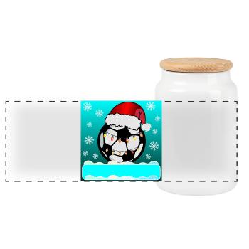 Personalized Christmas Gifts - SOCCER NAME - Panoramic Cookie Jar with Wooden Lid - white - Front