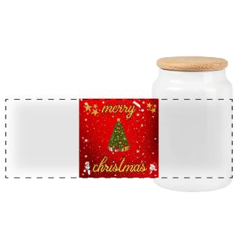 Frohe Weihnachten Version 2 - Panorama Keksdose mit Holzdeckel - Weiß - Vorne