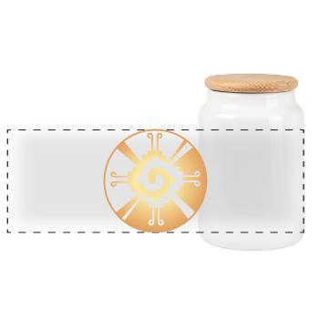Galactic Butterfly Hunab Ku - aztec symbol - Panoramic Cookie Jar with Wooden Lid - white - Front