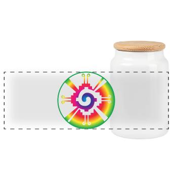 Galactic Butterfly Hunab Ku - aztec symbol - Panoramic Cookie Jar with Wooden Lid - white - Front