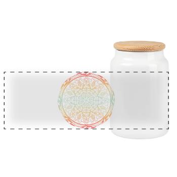 Mandala - Panorama Keksdose mit Holzdeckel - Weiß - Vorne