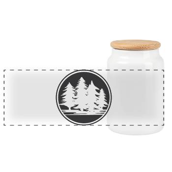 Fir Tree Forest Logo icon Graphic Symbol Nature - Panoramic Cookie Jar with Wooden Lid - white - Front