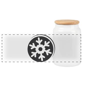 schneeflocke Schnee Symbol Icon Logo Kristall - Panorama Keksdose mit Holzdeckel - Weiß - Vorne