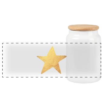 Stern Gold Weihnachten Symbol Luxus Deko exklusiv - Panorama Keksdose mit Holzdeckel - Weiß - Vorne