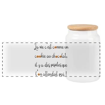 La vie c est comme un cookie au chocolat - Boîte à biscuits avec couvercle en bois - blanc - Devant