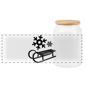 Schnee Schlitten Eiskristalle Schneeflocken Winter - Panorama Keksdose mit Holzdeckel - Weiß - Vorne