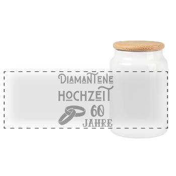 Diamantene Hochzeit 60 Jahre verheiratet Jubiläum - Panorama Keksdose mit Holzdeckel - Weiß - Vorne