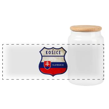 Košice Slowakei Wappen Flaggen Design - Panorama Keksdose mit Holzdeckel - Weiß - Vorne