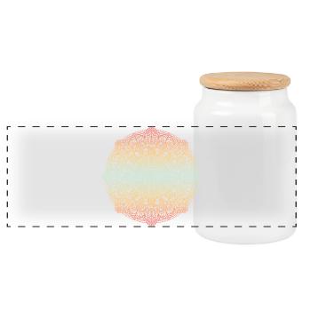 Mandala - Boîte à biscuits avec couvercle en bois - blanc - Devant