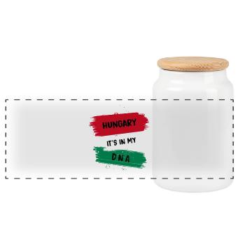 Ungarn ist in meiner DNA Flaggen Design - Panorama Keksdose mit Holzdeckel - Weiß - Vorne