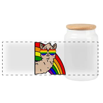 Cool Lama Transgender Lgbt Regenbogen Sexualität - Panorama Keksdose mit Holzdeckel - Weiß - Vorne