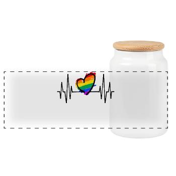 Cœur Amour Arc-en-ciel Sexualité Relation - Boîte à biscuits avec couvercle en bois - blanc - Devant