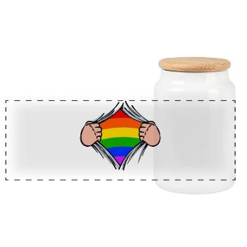 Droits LGBT gay arc-en-ciel bisexuel - Boîte à biscuits avec couvercle en bois - blanc - Devant