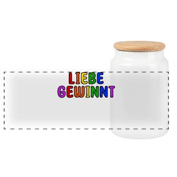 Lgbt Liebe Homosexuell Regenbogen Statement Pride - Panorama Keksdose mit Holzdeckel - Weiß - Vorne