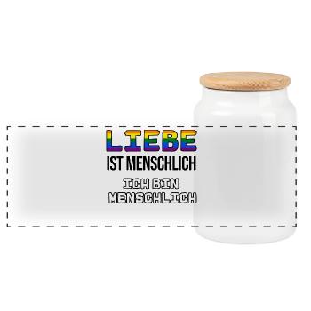 Beziehung Rechte Homosexueller Lgbt Statement - Panorama Keksdose mit Holzdeckel - Weiß - Vorne