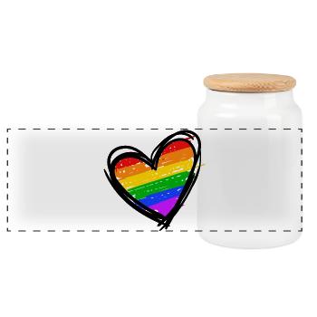Regenbogen Herz Lgbt Homosexuell Menschenrechte - Panorama Keksdose mit Holzdeckel - Weiß - Vorne