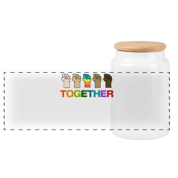 gay human rights lgbt saying rainbow - Panoramic Cookie Jar with Wooden Lid - white - Front