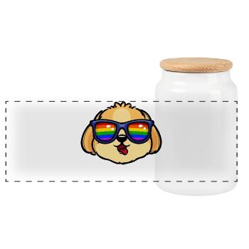 Cool Lgbt Dog Sexuality Relationship Proud Gay - Panoramic Cookie Jar with Wooden Lid - white - Front