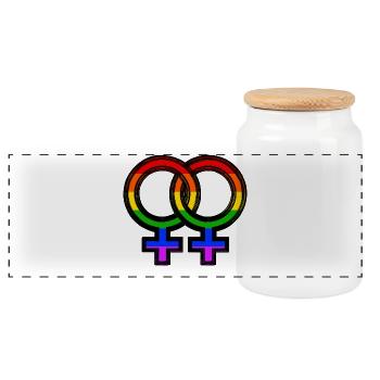 Stolz Gleichgeschlechtliche Ehe Lgbt Beziehung - Panorama Keksdose mit Holzdeckel - Weiß - Vorne