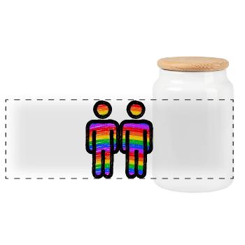 Lgbt Same-sex partnership Bisexual - Panoramic Cookie Jar with Wooden Lid - white - Front
