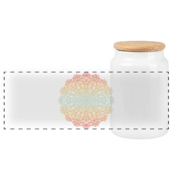 Mandala - Boîte à biscuits avec couvercle en bois - blanc - Devant