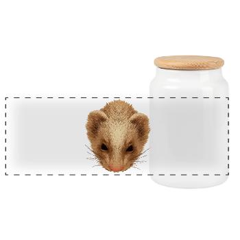 süße tierbaby motive, Marder baby - Panorama Keksdose mit Holzdeckel - Weiß - Vorne