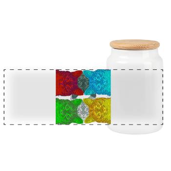 Colourful Cats (Pop Art) designed by HeiArts - Panoramic Cookie Jar with Wooden Lid - white - Front