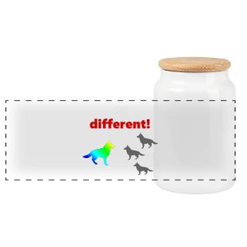 tolle Hundesprüche, Be Different - Panorama Keksdose mit Holzdeckel - Weiß - Vorne