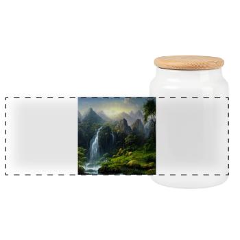 Landscape - Panoramic Cookie Jar with Wooden Lid - white - Front