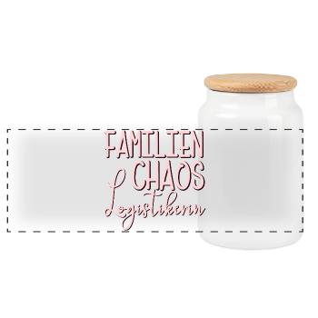 Familien Chaos Logistikerin - MAMA - OMA - Panorama Keksdose mit Holzdeckel - Weiß - Vorne
