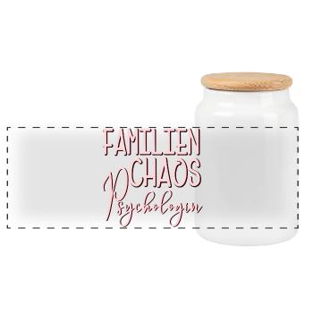Familien Chaos Psychologin - MAMA - OMA - Panorama Keksdose mit Holzdeckel - Weiß - Vorne