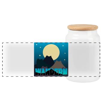 Katzen Landschaft - Vollmond - Wandern - Panorama Keksdose mit Holzdeckel - Weiß - Vorne