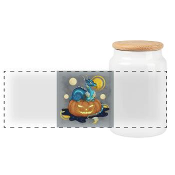 Halloween Dragon Guardian & Jack O'Lantern - Poster - Panorama Keksdose mit Holzdeckel - Weiß - Vorne