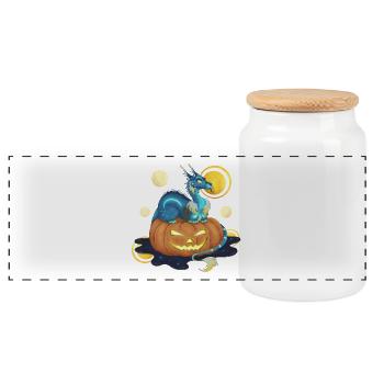 Süßes oder Saures? Dragon Guardian von Jack O'Lantern - Panorama Keksdose mit Holzdeckel - Weiß - Vorne