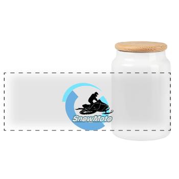 snowmobile - Panoramic Cookie Jar with Wooden Lid - white - Front
