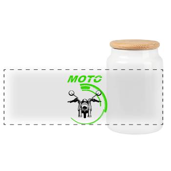 Motorrad - Panorama Keksdose mit Holzdeckel - Weiß - Vorne