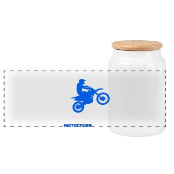 Motocross - Panoramic Cookie Jar with Wooden Lid - white - Front