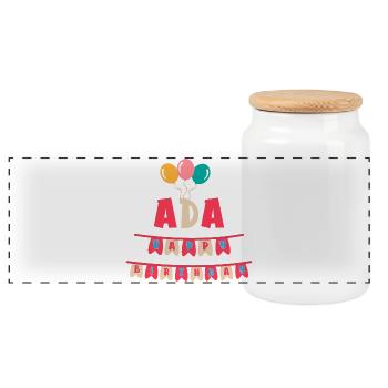 Ada T-Shirt Happy Birthday T-Shirt - Panorama Keksdose mit Holzdeckel - Weiß - Vorne