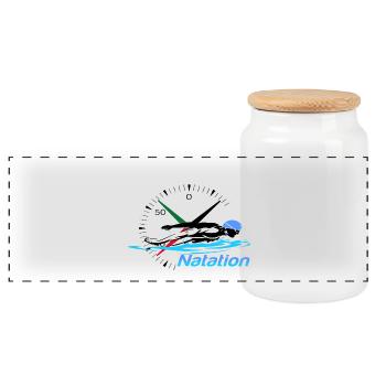 Swimming - Panoramic Cookie Jar with Wooden Lid - white - Front