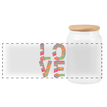 LOVE - Panoramic Cookie Jar with Wooden Lid - white - Front