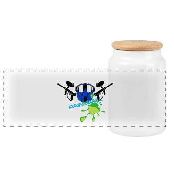 Paintball - Panoramic Cookie Jar with Wooden Lid - white - Front