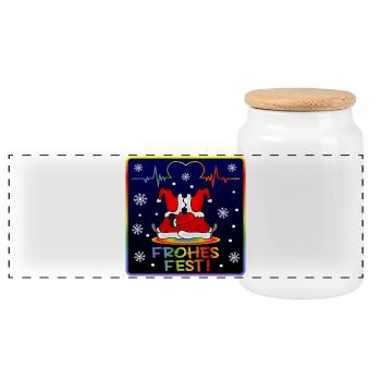 Zwei Weihnachtsmänner - LGBTQ WEIHNACHTSFEIER - Panorama Keksdose mit Holzdeckel - Weiß - Vorne