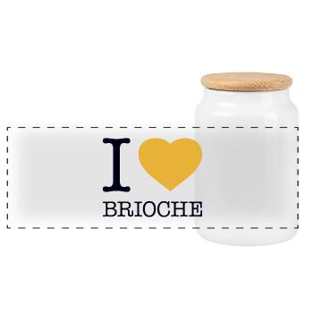 I LOVE BRIOCHE Croissant France - Panoramic Cookie Jar with Wooden Lid - white - Front