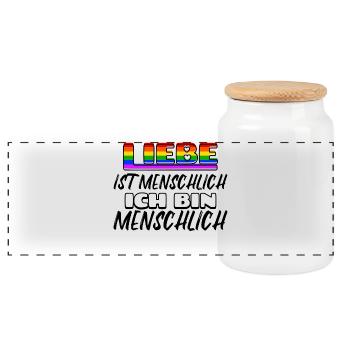 Lgbt Liebe Statement Menschenrechte Regenbogen - Panorama Keksdose mit Holzdeckel - Weiß - Vorne