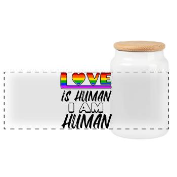 Love Rainbow Human Rights Statement Lesbians - Panoramic Cookie Jar with Wooden Lid - white - Front