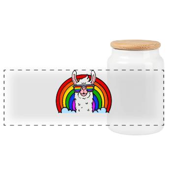 Bisexuell Lama Lgbt Regenbogen Menschenrechte Gay - Panorama Keksdose mit Holzdeckel - Weiß - Vorne