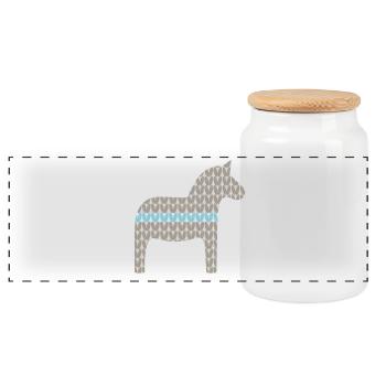 Dala cheval tricot motif Noël scandinave - Boîte à biscuits avec couvercle en bois - blanc - Devant