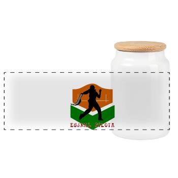 Pelote basque - Boîte à biscuits avec couvercle en bois - blanc - Devant