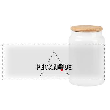 Petanque - Panorama Keksdose mit Holzdeckel - Weiß - Vorne
