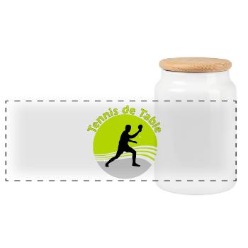 Tennis de table - Boîte à biscuits avec couvercle en bois - blanc - Devant